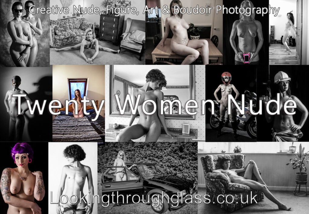 Black and white and colour portraits of twenty nude womwn