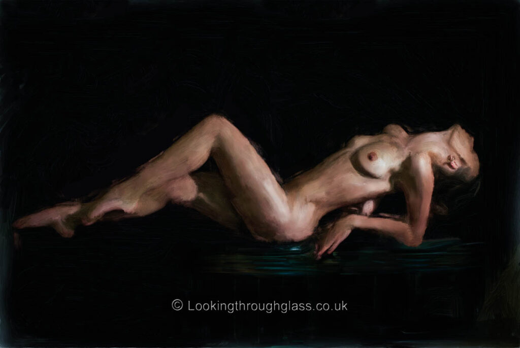 Digital painting of a reclining nude woman from a photograph